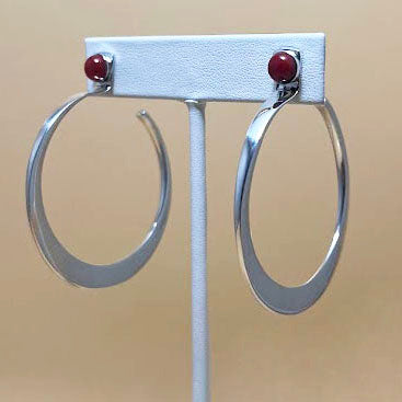Contemporary Coral Hoop Earrings – Sterling Silver